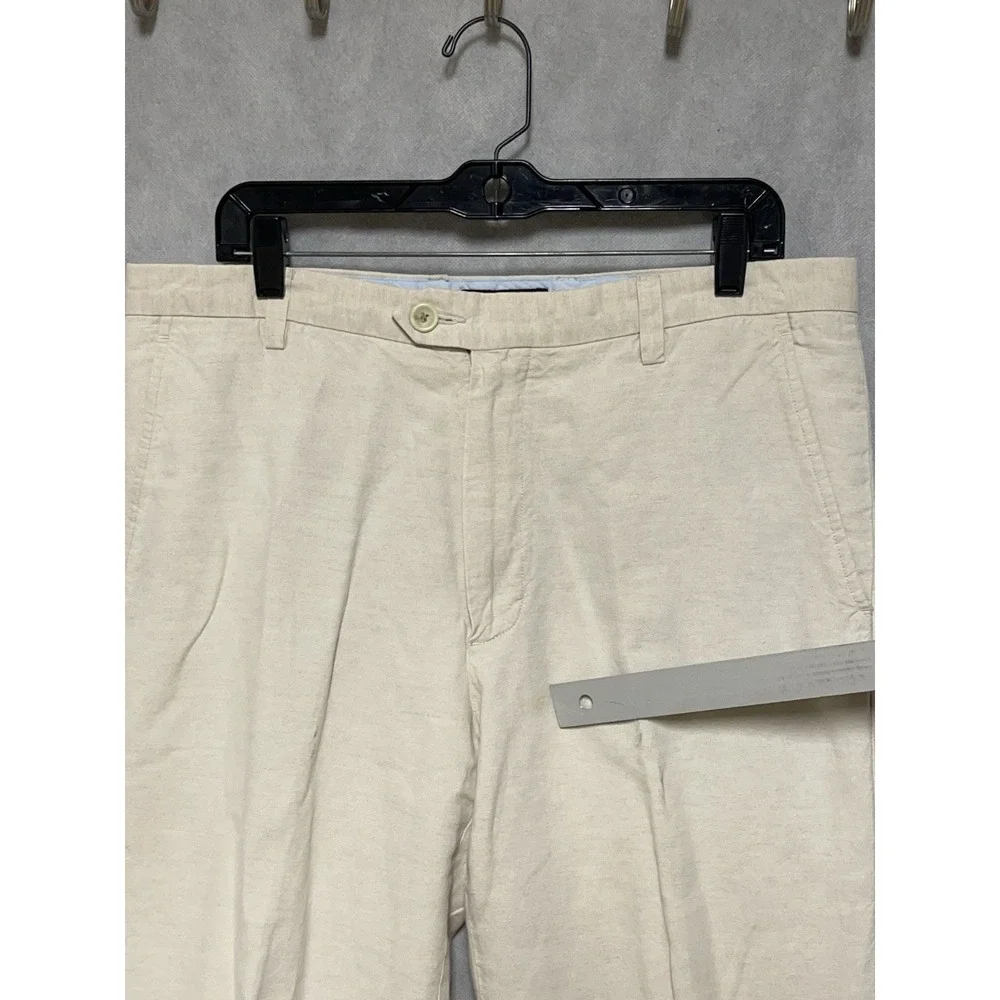 Banana Republic Pants Men's 34X31 Ivory Straight Linen Cotton Coastal Academia